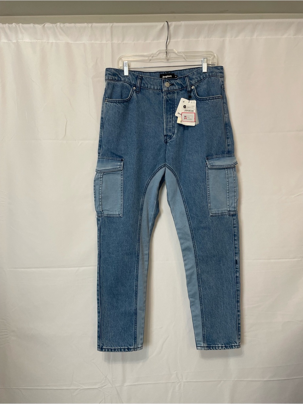 Desigual Two-Tone Cargo Jeans Blue Women’s Medium
